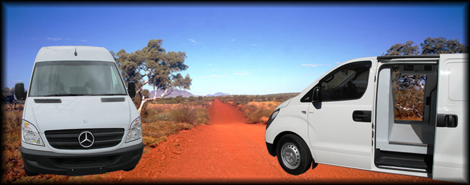 Three white delivery vans.